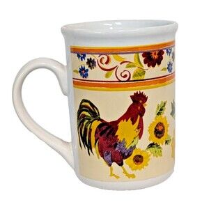Gibson Home Urban Rooster Chicken Coffee Mug Tea Cup 12-oz Floral Kitchen New